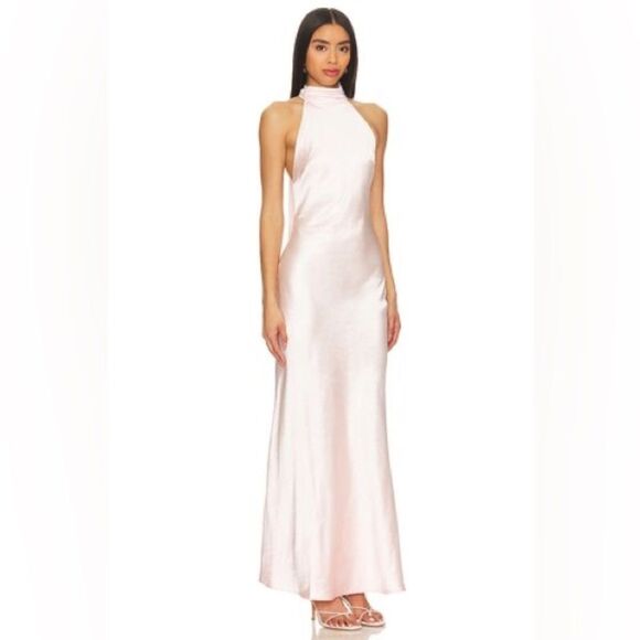 NWT REVOLVE Evianna Gown in Rosewater PinkMISHA Elegant Satin Evening Gown, XS - Picture 3 of 9